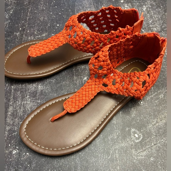 Candie's Orange Braided Sandals - Picture 2 of 6